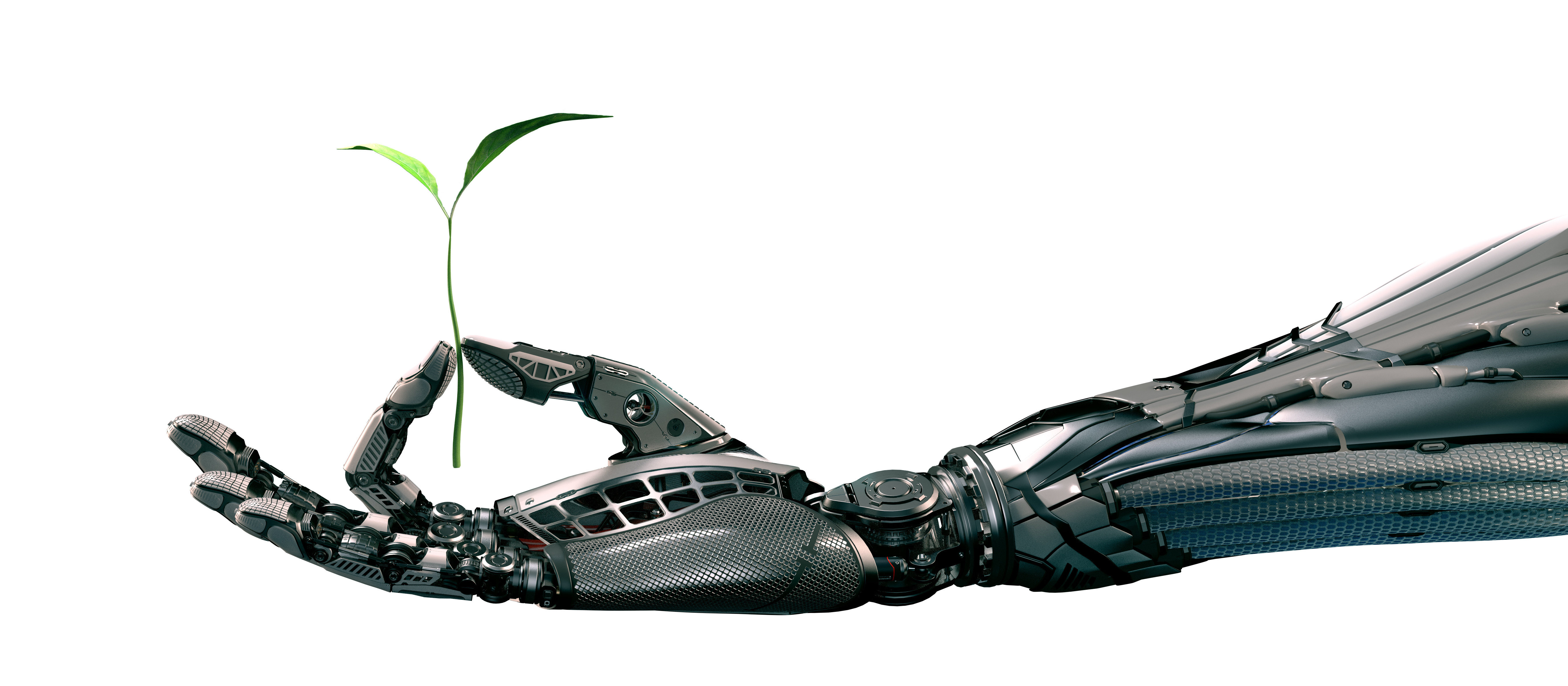 Robot holding leaf.